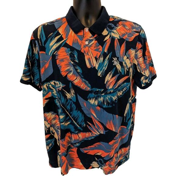 Original Penguin Short Sleeve Hawaiian Polo Shirt Men's Large - Picture 1 of 8